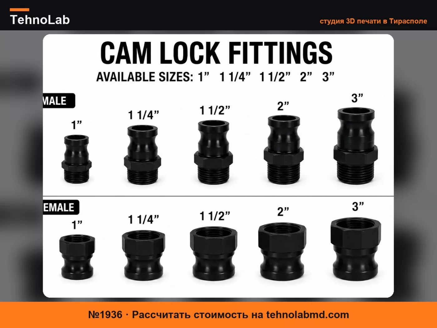 №1936 Адаптеры Cam Lock муфта и ниппель