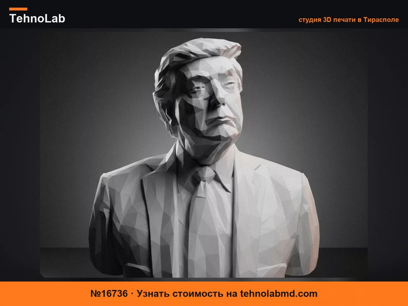 №16736 Бюст Дональда Трампа – Современное низкополигональное искусство
