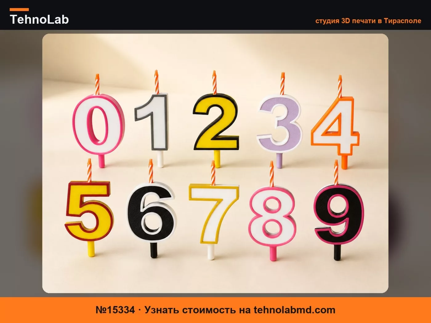 №15334 Держатели для свечей-цифр на день рождения 0-9