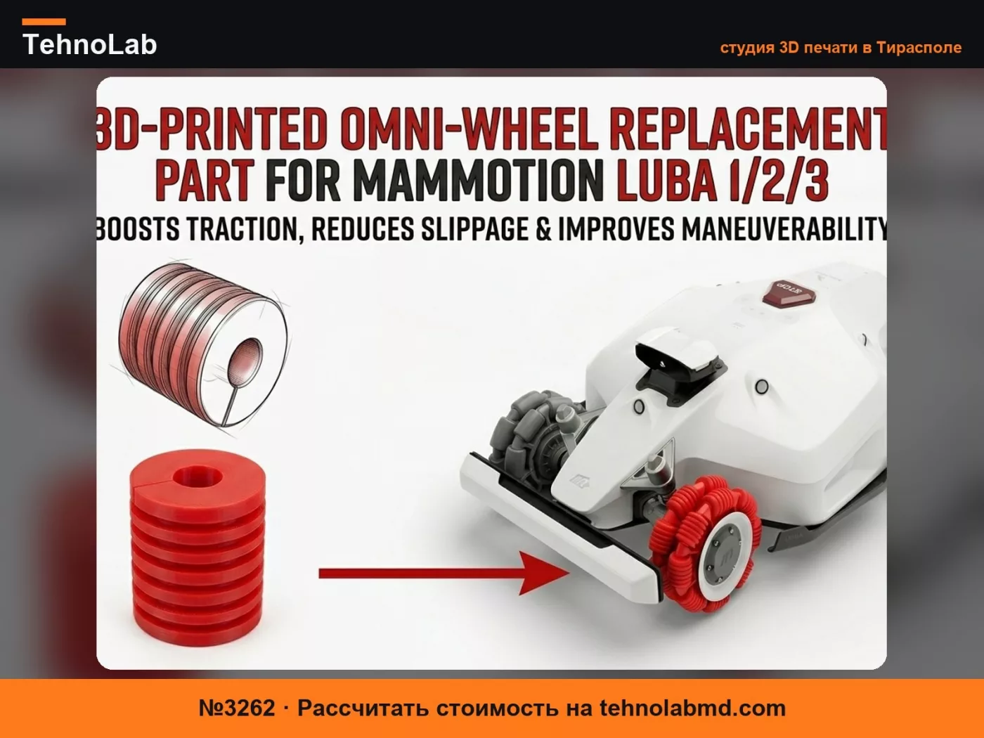 №3262 Mammotion Luba 1/2/3 Замена роликов омни-колеса