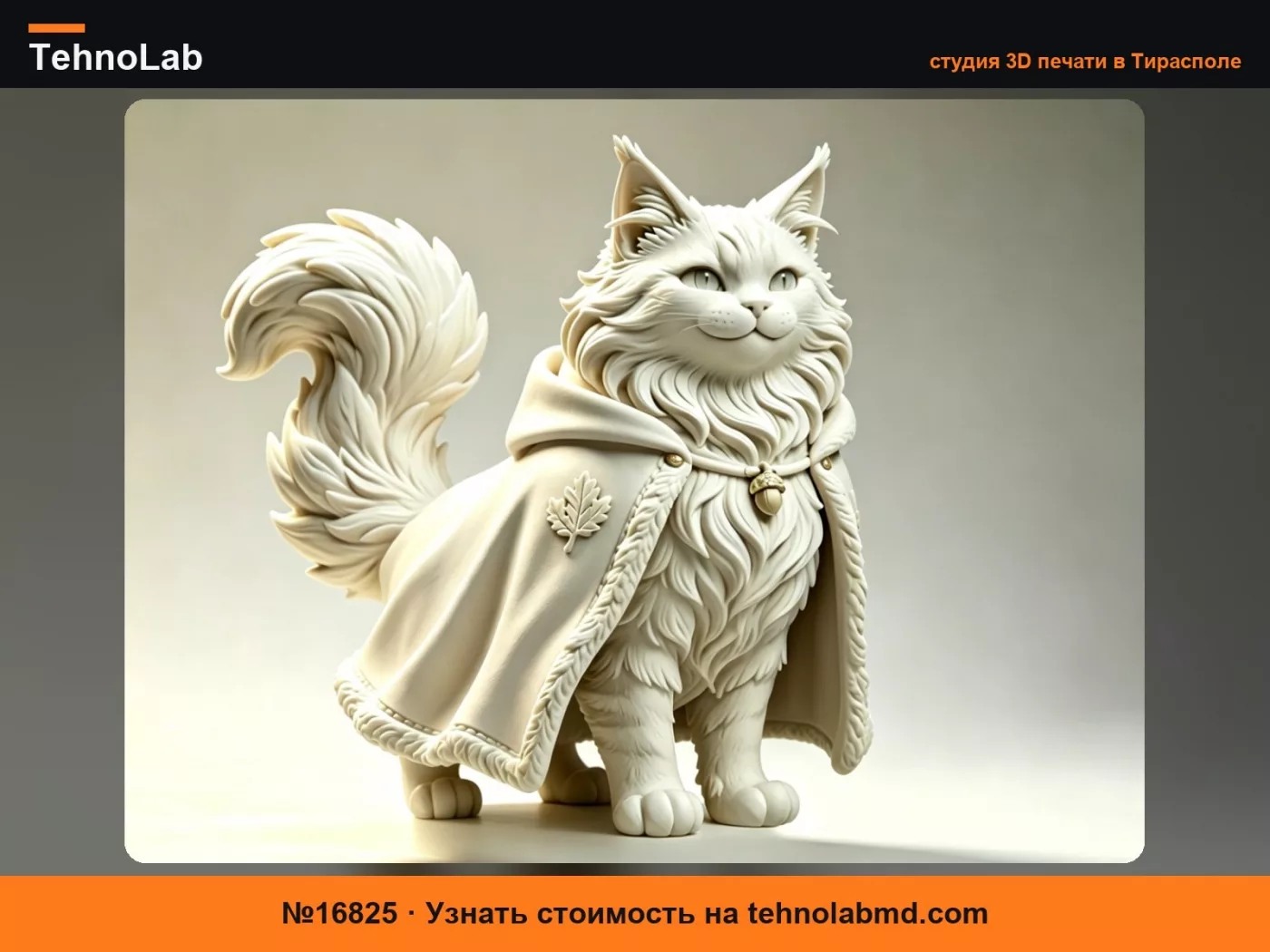 №16825 Фигурка кошки мейн-кун в ультрадетальной королевской мантии