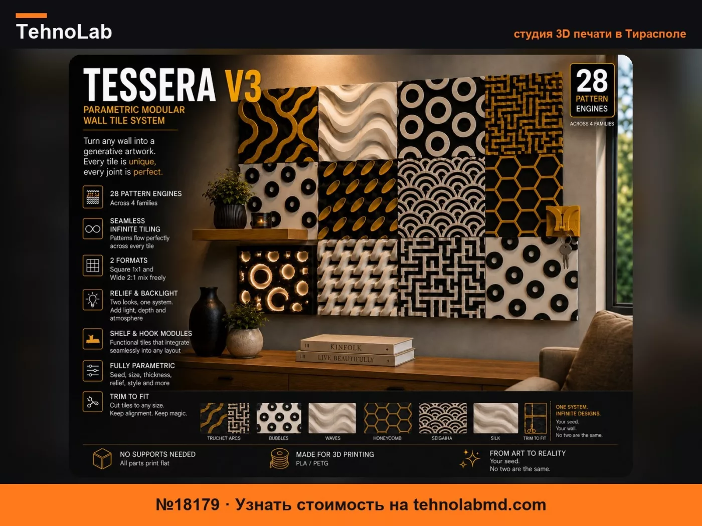 №18179 TESSERA – Модульные Параметрические Настенные Плитки