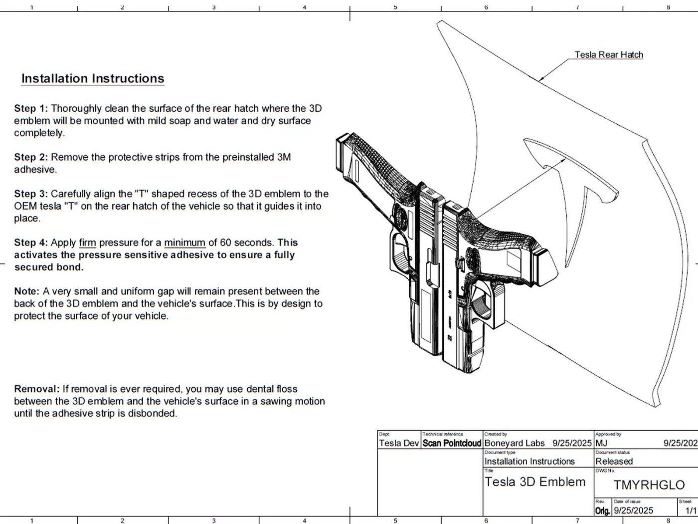 №248 Бейдж Glock "T" для Tesla Model X